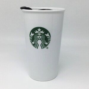 Starbucks White Ceramic Siren Logo Tumbler 10oz.
